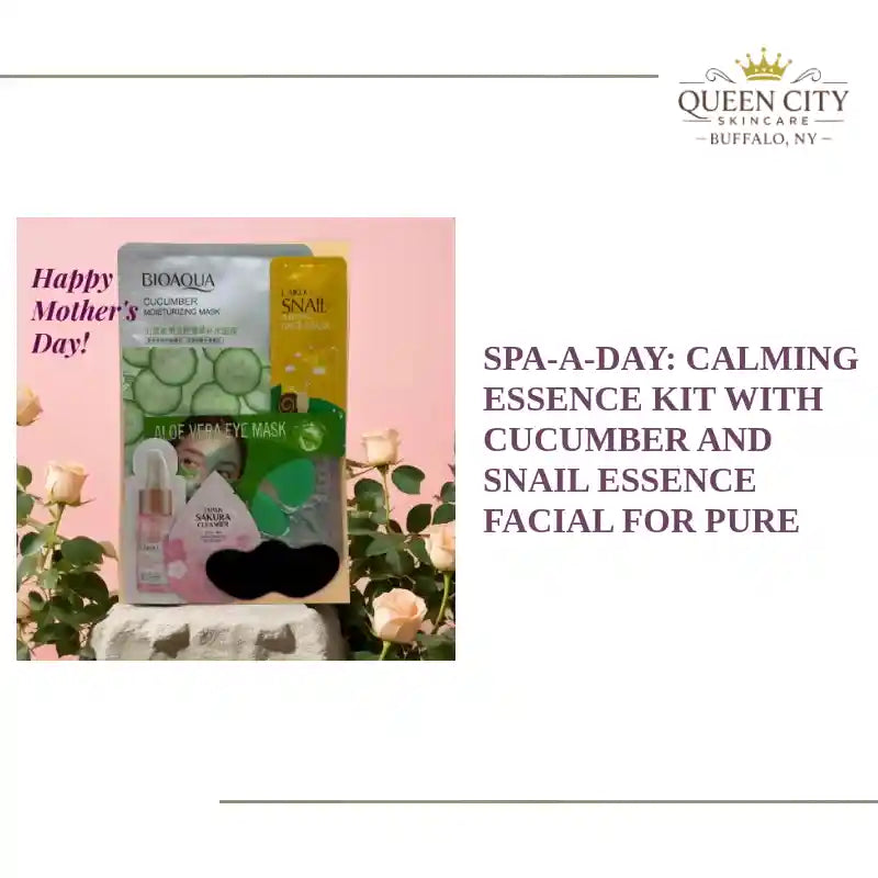 Spa-a-Day: Calming Essence Kit with Cucumber and Snail Essence.