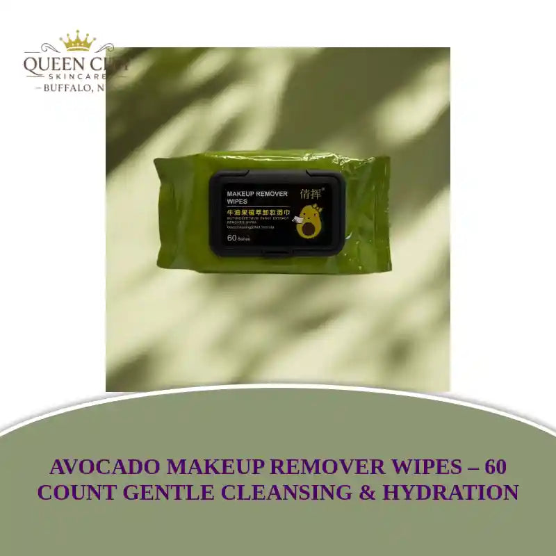 Avocado Makeup Remover Wipes pack on soft background