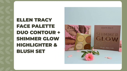 Ellen Tracy Face Palette Duo Contour + Shimmer Glow Highlighter &amp; Blush Set by@Outfy