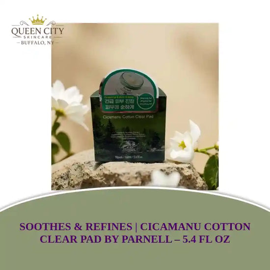 Soothes & Refines Cicamanu Cotton Clear Pad by Parnell - 5.4 fl oz for sensitive skin with Centella and honey extract.