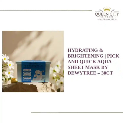 Hydrating & Brightening Dewytree Aqua Sheet Mask, 30ct pack for quick hydration and pre-makeup prep.