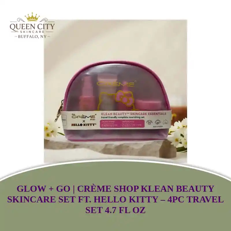 Glow + Go | Cr&egrave;me Shop Klean Beauty Skincare Set ft. Hello Kitty &ndash; 4pc Travel Set 4.7 fl oz by@Outfy