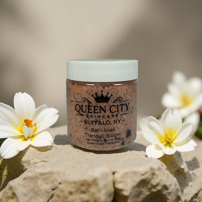 Tranquil Bloom | Peony, Rose & Lavender Bath Soak by Queen City Skincare – 8 oz