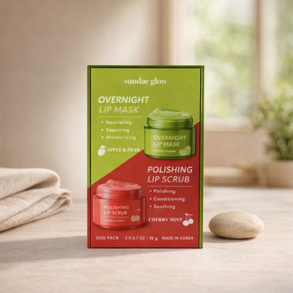 Nourishing | Overnight Lip Mask & Lip Scrub Duo by Sundae Glow – 0.07 oz