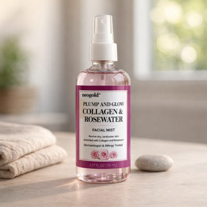 Plump & Glow | Collagen & Rosewater Facial Mist by neogold – 7.5 fl oz