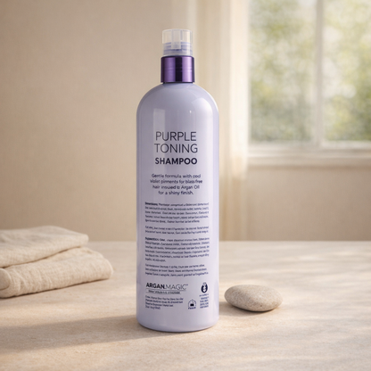 Neutralizes Brass | Purple Toning Shampoo by Argan Magic – 32 oz