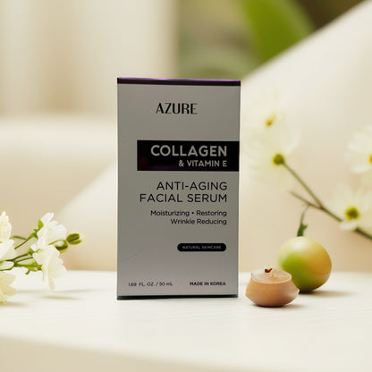 Wrinkle Reducing | Facial Serum with Collagen & Vit E by Azure – 1.7 fl oz